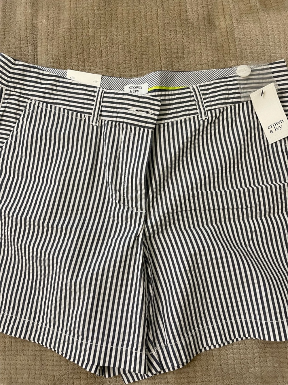 crown & ivy Navy and White Striped Ankle/Cropped Jeans